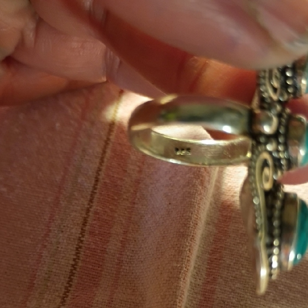 Turquoise Teardrop Three-Stone Statement Ring - W… - image 5